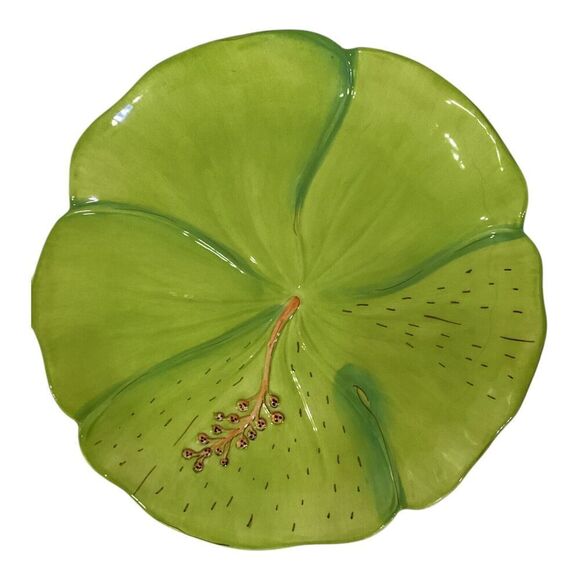 Sunset Grove By Nobel Excellence Salad Plates Yellow & Green Flower Set Of 2 - Picture 3 of 7